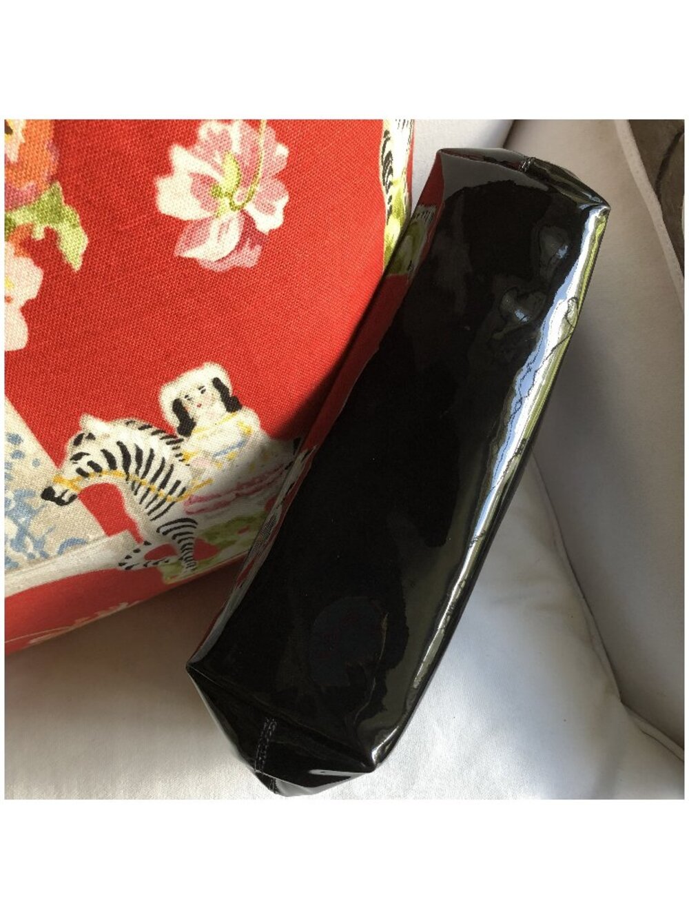 CELINE Black Patent Leather Circle Handbag Clutch Tote - Picture 5 of 10